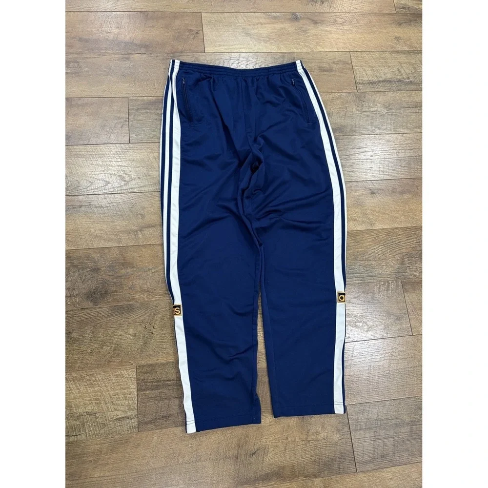 Vintage Adidas Wide Leg Baggy Striped Track Pants Warmup Navy‎ Blue 34x31 XL